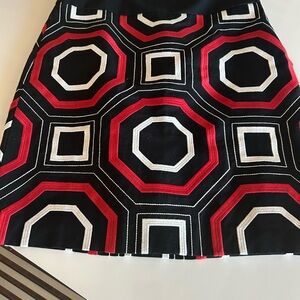 Ann Taylor Black and Red Geometric Mini Skirt